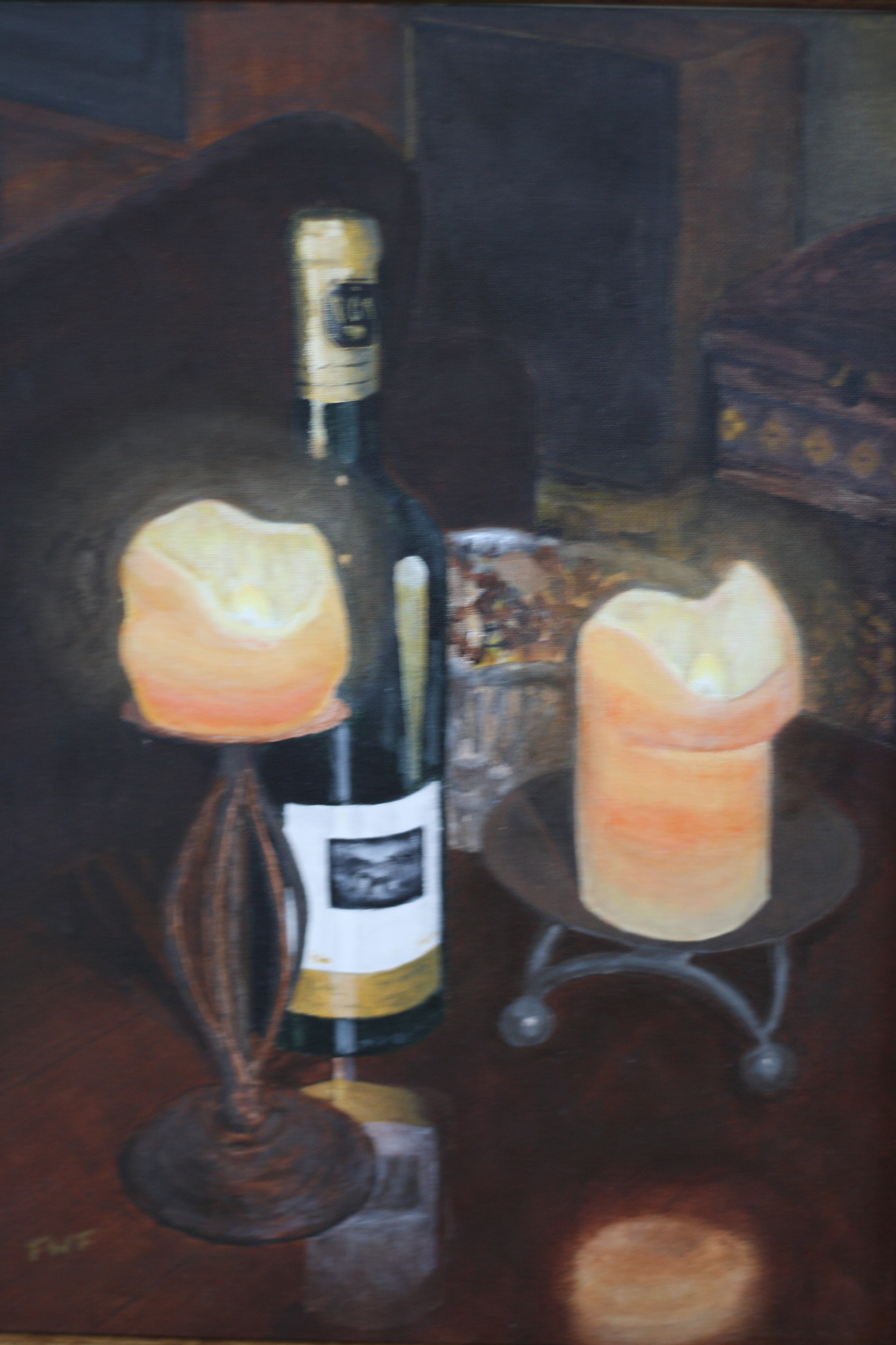 "Candlelight and Wine" 14"x18 acrylic on canvas (personal collection)