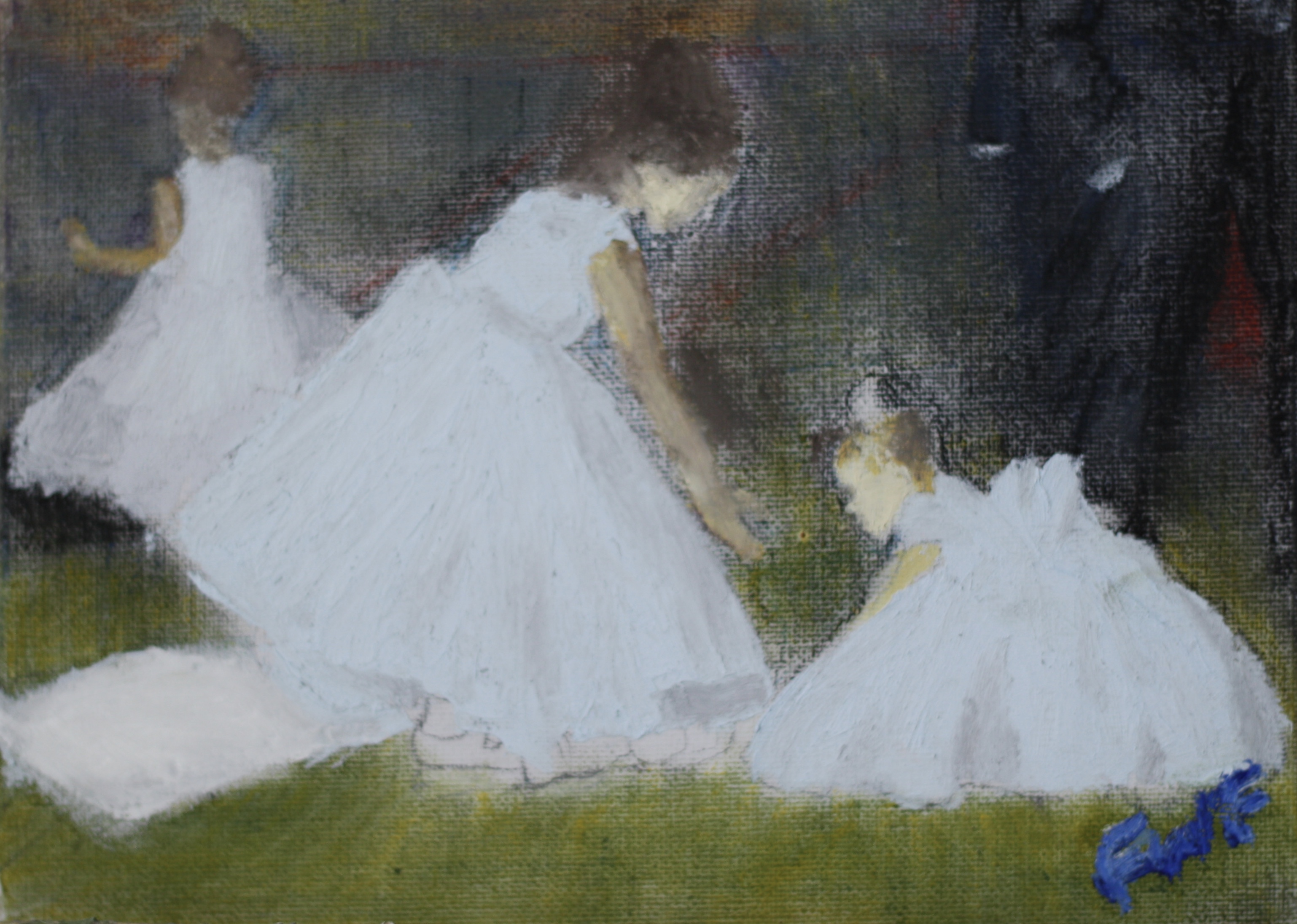 "A Helping Hand" 7"x9.5" pastels and oil on canvas board (Silence Exhibition Nov 2020)