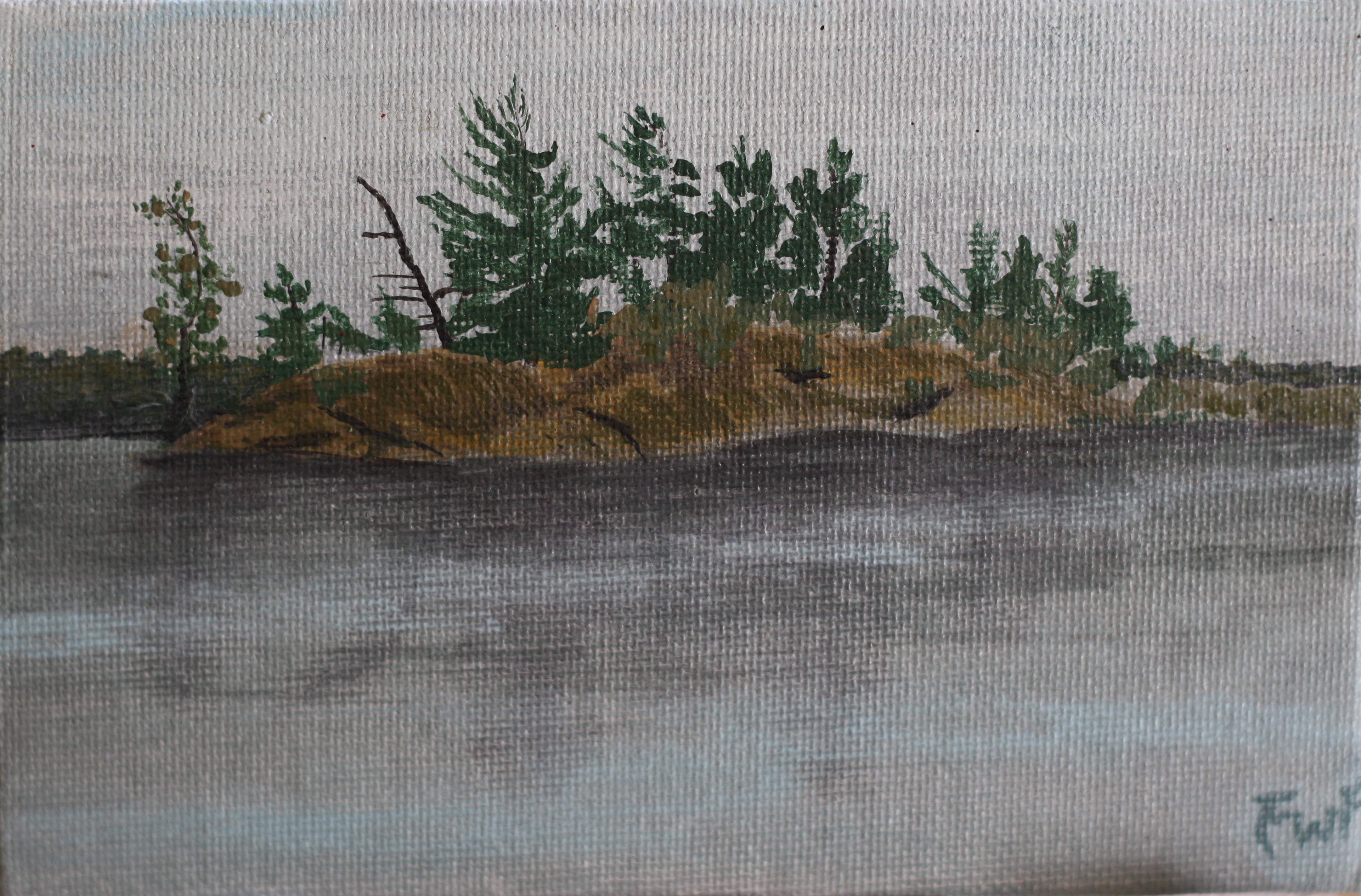 "Bay of Islands" 4"x6" acrylic on canvas board (personal collection)